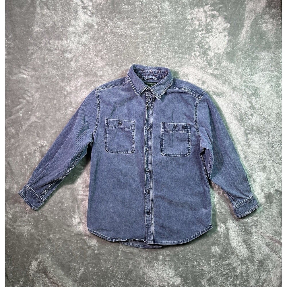 Vintage Woolrich Men's M Corduroy Button-Up Shirt Jacket Long Sleeve Blue